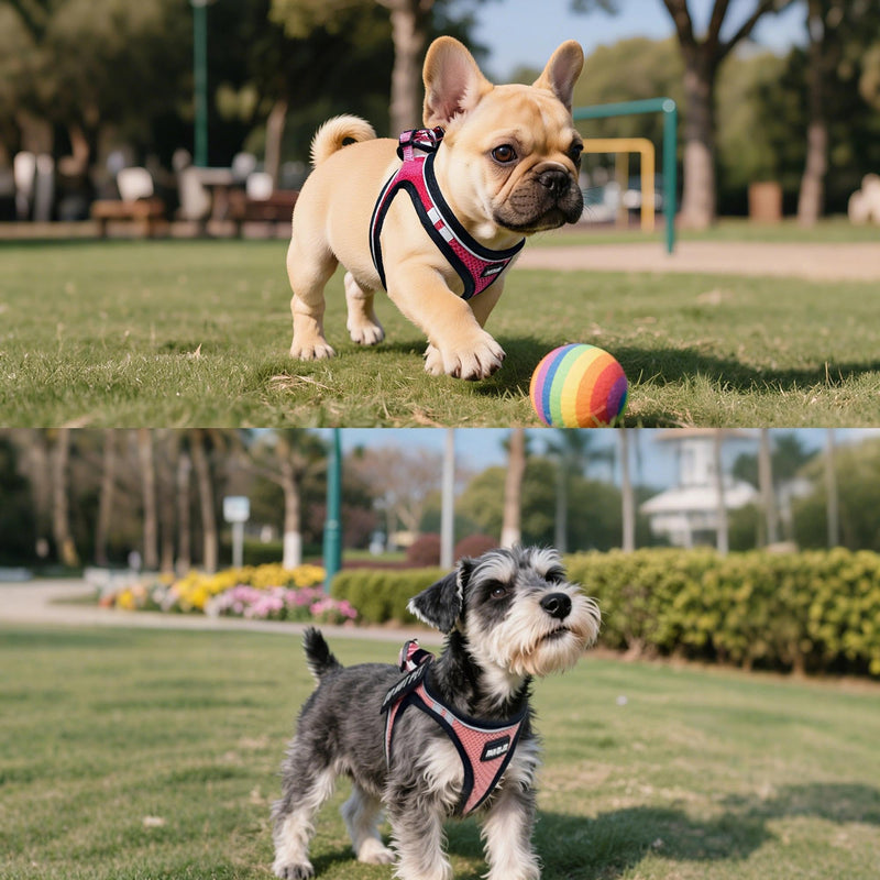 Service Dog Harness Vest Set Emotional Support Small Size Dog- 6PCS Removable Patches -Mesh Puppy Harness and Leash Set Training Pink-M M (Chest: 16 - 18") - PawsPlanet Australia