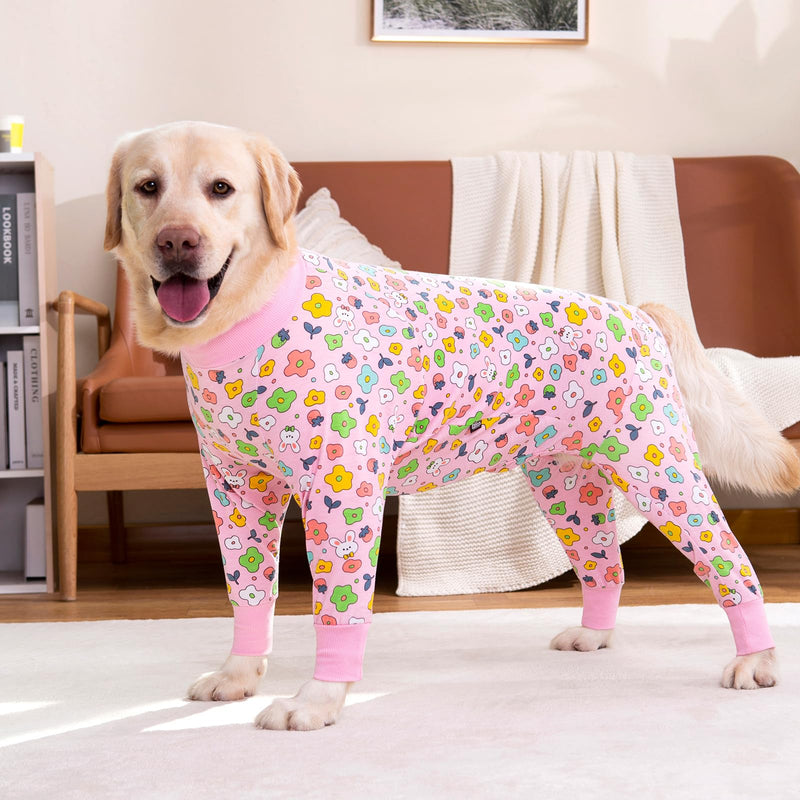 Dog Surgery Recovery Suit Dog Onesies for Large Dogs Spayed Dog Recovery Suit Dog Cone Alternative After Surgery Abdominal Wounds Protector Dog Bodysuit for Medium Large Dogs Pajamas 5XL Pink Flower - PawsPlanet Australia