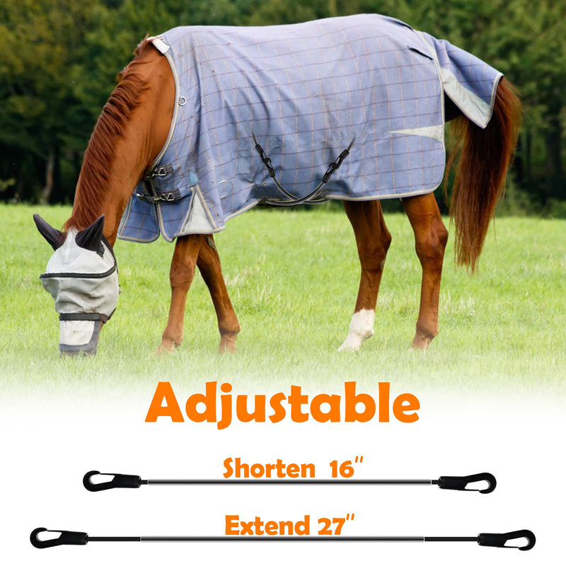 Horse Blanket Strap with Adjustable Double Headed Clip, Horse Blanket Leg Strap Elastic Replacement Strap - PawsPlanet Australia