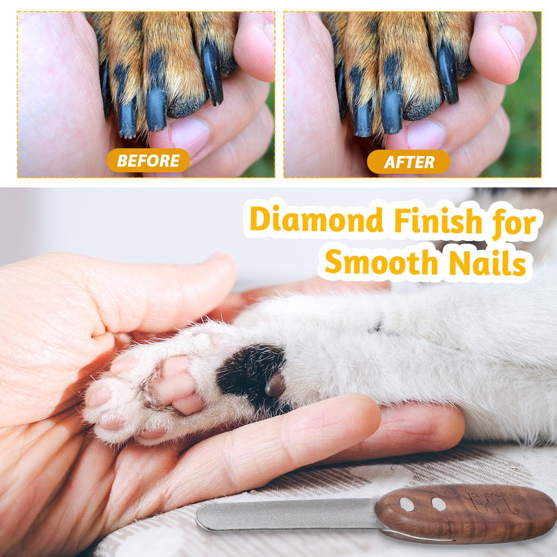Dog Nail File Diamond Finish Nail File for Dogs Cats Professional Pet Nails Filer with Wood Handle Shape and Smooth All Toenail Types Nails Grooming Tool Polish Off Rough Edges Safe Effective - PawsPlanet Australia