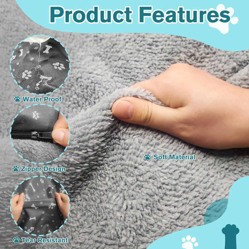 36 * 24inch Dog Crate Pan Covers Washable Dog Crate Tray Cover Waterproof Oxford Cloth/Soft Flannel Side Fit Bed Liner for Pet Cage Pan 36*24inch - PawsPlanet Australia