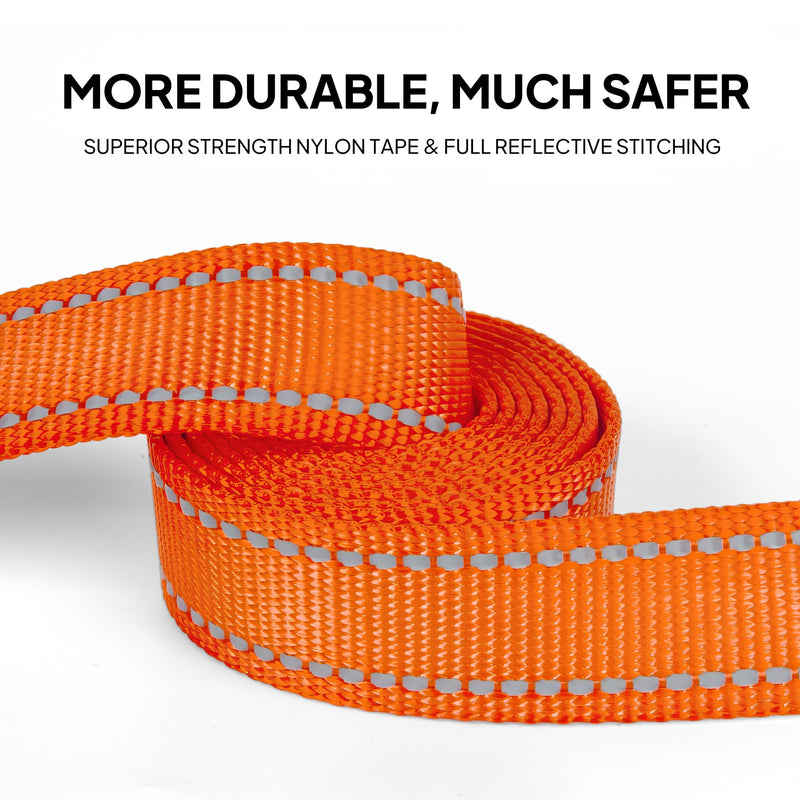 TwoEar Dog Leashes for Large Dogs Heavy Duty, Comfortable Soft Padded Handle, Double-Sided Reflective Nylon Dog Leash for Medium & Large Dogs Walking Orange - PawsPlanet Australia