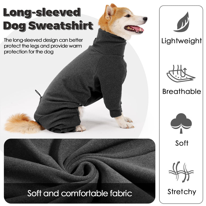 Dotoner Pullover Dog Sweater High Collar with Leash Hole Cold Weather Vest for Dogs Dog Winter Clothes for Indoor and Outdoor Use Long Sleeve Dog Sweatshirt Dog Clothes for Large Dogs X-Large Grey