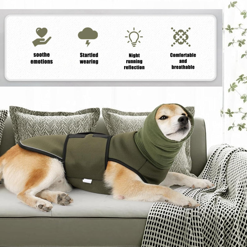 Dog anxiety jacket, 2-in-1Calming Anxiety Jacket for Dogs with Soft Ear Muffs, Reflective Strips for Thunder, Fireworks, Travel & Separation Anxiety, Relief Stress (M(Chest Girth:45-54CM)) M(Chest Girth:45-54CM)