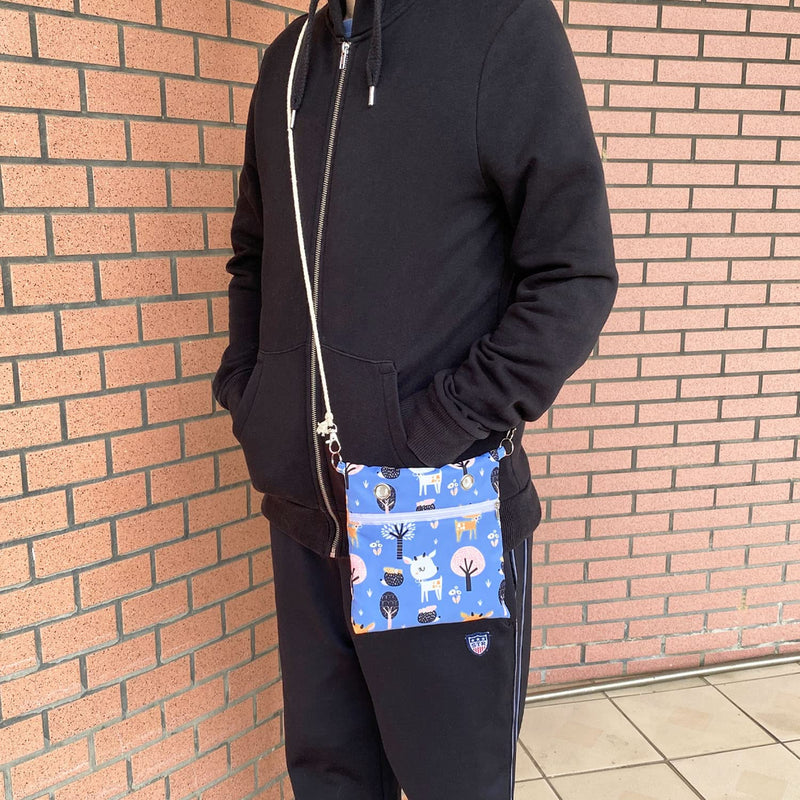 Faux Rabbit Fur Sugar Glider Bonding Carry Pouch Portable Small Animal Carrier Bag Small Animal Bonding Crossbody Strap for Hamster Rat Gerbil with Vent (Blue) Blue - PawsPlanet Australia