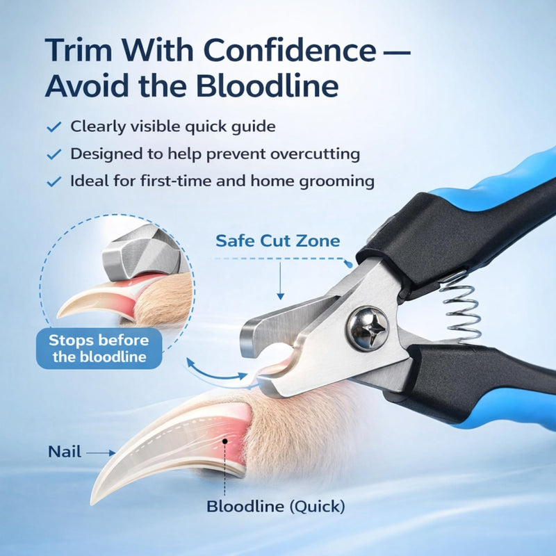 Dog & Cat Nail Clippers & Trimmers - Extra Sharp Dog Clippers with Stainless Steel Blades & Safety Guard to Avoid Overcutting - Ergonomic Cat Nail Clippers with Non-Slip Grip & Lock Feature Blue - PawsPlanet Australia
