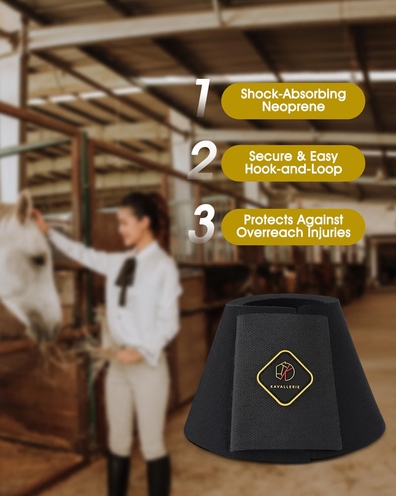 Kavallerie Pro Overreach Horse Bell Boots, Neoprene Pair for Training & Trail Riding Large