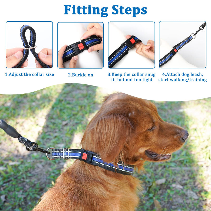 Mayerzon Martingale Collar for Dogs, Patented No Pull Dog Collar with Reflective Strip for Small Medium Large Dogs, Anti Pulling Dog Collar with Buckle for Walking Training, Safe for Night Walk Medium,2.5mm,20-Inch,14.5-18.5"Neck Blue(Reflective) - PawsPlanet Australia