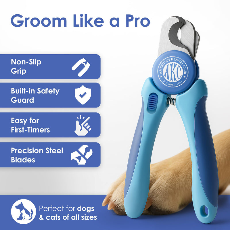 AKC - Dog & Cat Nail Clippers & Filer | Professional Pet Grooming Tool with Stainless Steel Blades | Safety Guard & Easy Grip Handle | Durable & Anti-Slip | Safe for Small, Medium & Large Pets Nail Clipper - PawsPlanet Australia