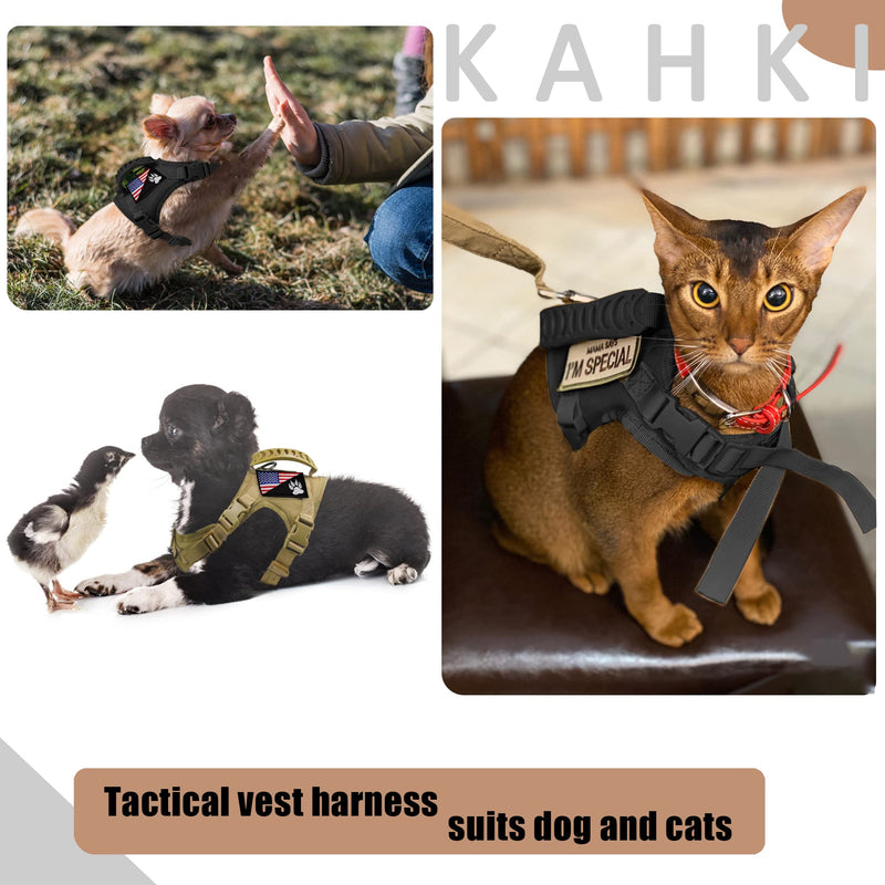Tactical Dog Harness with Leash Tactical Puppy Vest with Rubber Handle K9 Military Adjustable Pet Harness for Outdoor Training XS Dog Harness (Black Harness with Leash) Black harness with leash
