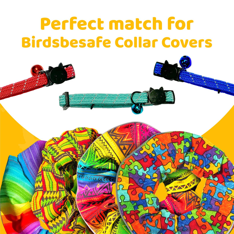 BirdsBeSafe® Break Away Cat Collar with Bell, Reflective Thread for Night Visibility, Comfortable Elastic Stretch Cat Collar to protect Cat from Getting Stuck in The Garden. Green - PawsPlanet Australia