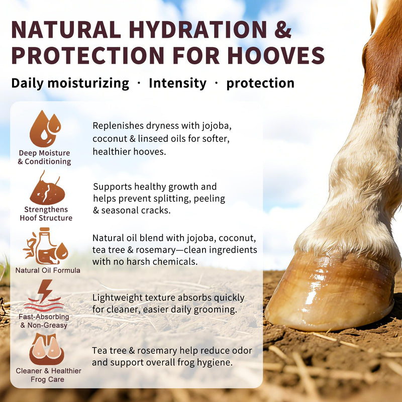 Hoof Oil Spray for Horse – Deep Hydration & Frog Care | Jojoba, Coconut & Tea Tree Formula | Repairs Dry, Cracked, Brittle Hooves & Boosts Natural Shine | 3.38 oz Chamomile - PawsPlanet Australia
