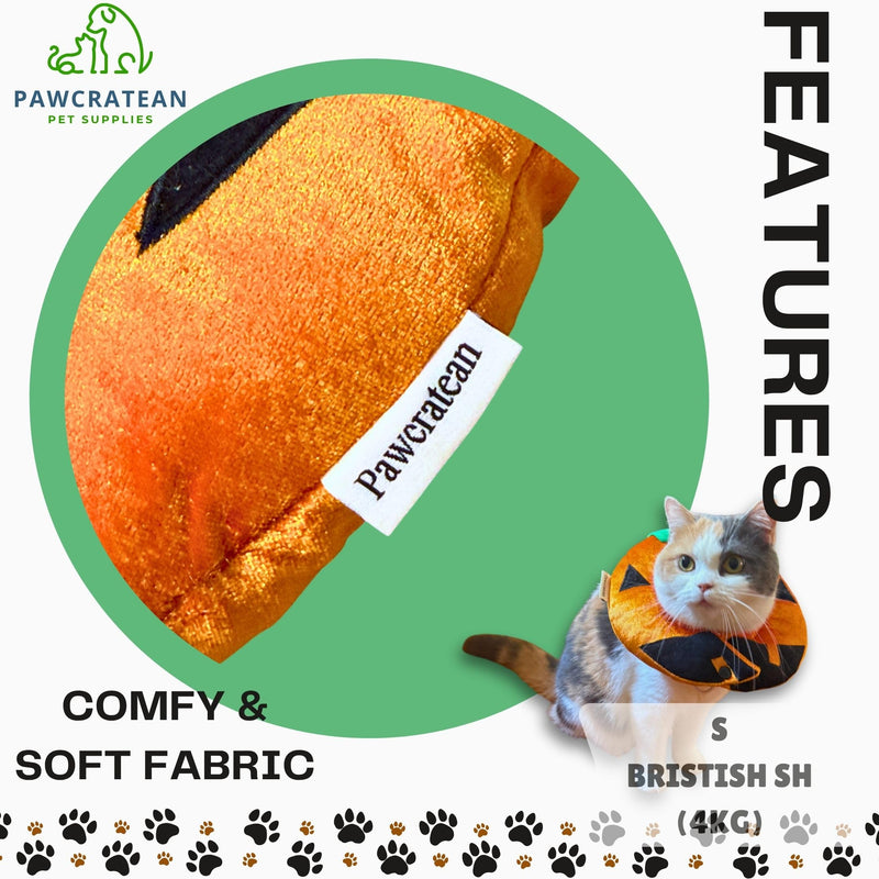 Pumpkin Style Soft Recovery Collar for Cats and Puppies - Comfortable & Adjustable | Washable (Orange Pumpkin, Medium) Orange Pumpkin
