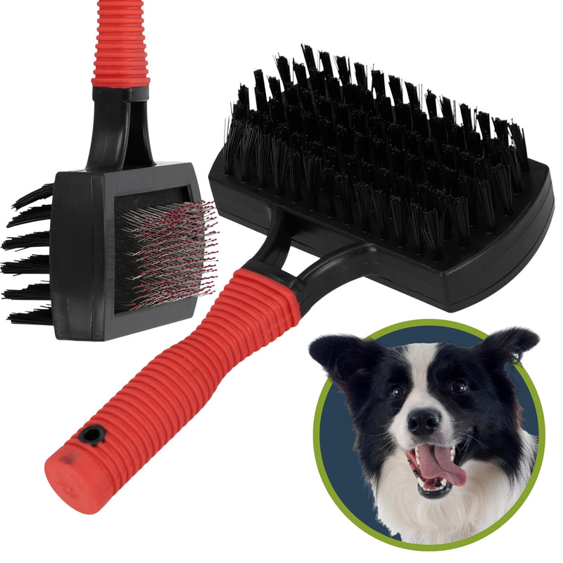2in1 DOUBLE-SIDED brush FOR BRUSHING FUR dog and cat hair, SOFT BRISTLES (A) A - PawsPlanet Australia
