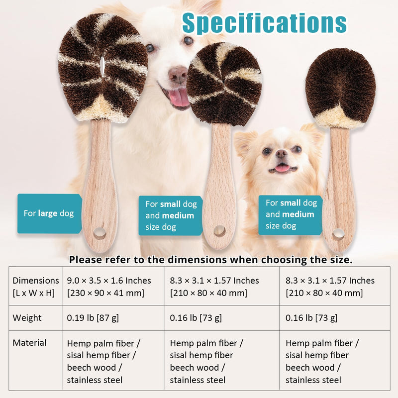 Natural Tawashi Dog Grooming & Massage Brush – Made in Japan, Gentle Palm Fiber Brush for Dogs, Relaxing Skin Stimulation, Low Static, Wooden Handle, Daily Dog Care Tool (Large Dog) Large dog