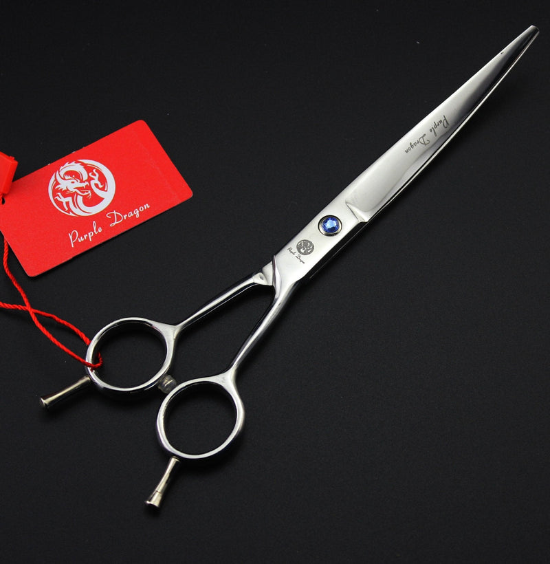 Purple Dragon 8 inch 3 in 1 Professional Pet Grooming Thinning Scissors - Upward Curved Shears and Dog Hair Cutting Scissor - Perfect for Pet Groomer or Family DIY Use (Silver) Silver - PawsPlanet Australia