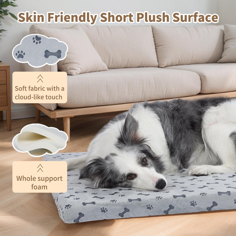 Fancy Dog Bed Mat Cute Dog Crate Pad, Reversible ＆ Machine Washable, Small to XXX-Large Dogs,Bones, Cat Claws (Grey, Medium(30x20in)) Grey Medium(30x20in) - PawsPlanet Australia