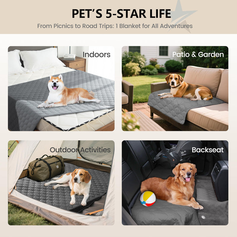 gogobunny 3X Stronger Waterproof Pet Blanket, Scratch Proof Furniture Protector for Dogs Cats, Reversible Cover 52x82 Inch, Dark Grey/Light Grey 52x82 Inch (Pack of 1) - PawsPlanet Australia