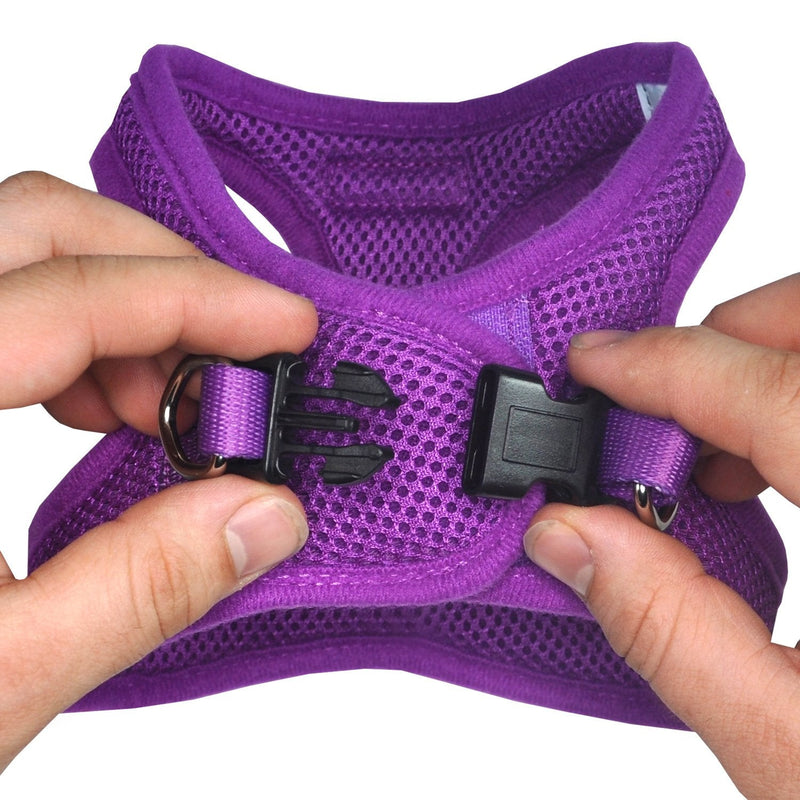 Downtown Pet Supply - Dog Harness for Small, Medium and Large Dogs No-Pull - Step in Dog Harness - Padded Mesh Fabric Dog Vest with Reflective Trim, Velcro and Buckle Straps Pink - PawsPlanet Australia