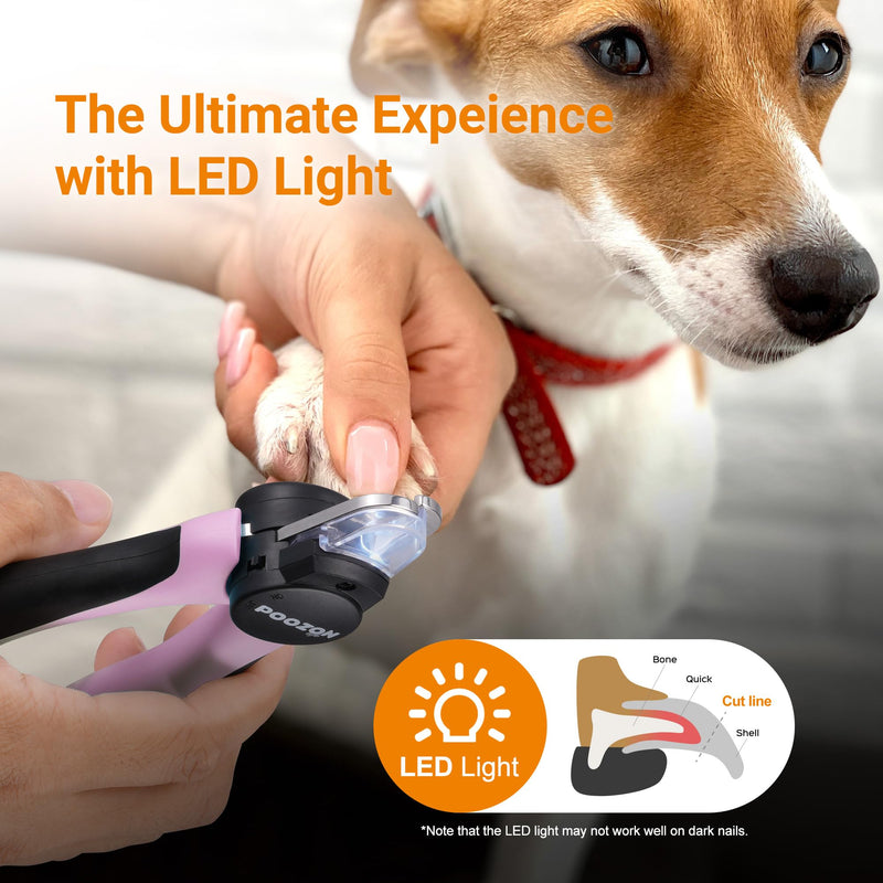 Dog Nail Clipper with Light, Illuminates Nail Clipper Kit or Bloodline for Safe, Easy Trimmers, Extra Sharp for Thick Nails, Quick Sensor, Avoid Over Cutting Toenail, for Cats & Dogs Pink - PawsPlanet Australia
