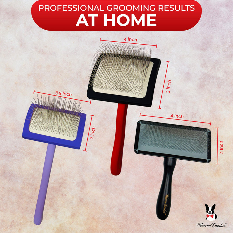 Warren London Gentle Touch Slicker Brush for Puppies & Small Dogs – 4" x 2" Soft Pin Grooming Brush – Tangle Remover for Sensitive Skin – Compact, Lightweight & Easy to Use Gentle Touch Puppy Brush Small - PawsPlanet Australia