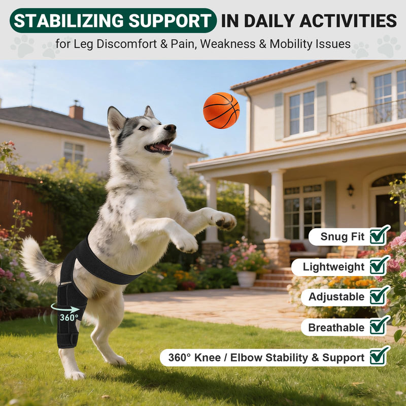 Dog Knee Brace for Back Leg, Adjustable Elbow Braces with Stabilizers, Canine Joint Support for Torn ACL, Luxating Patella, Arthritis, Ligament Injury and Post-Surgery Recovery, Universal (S) S