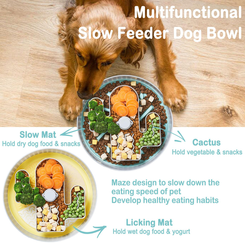 Suhaco Slow Feeder Dog Bowls Large Breed with 2 Slow Feeder Pads, Anti-Choking Puzzle Dog Food Bowls for Medium and Large Dogs, Anti-Slip Dog Slow Feeding Bowls Slow Down Eating Maze Dog Bowls (Green) Green - PawsPlanet Australia