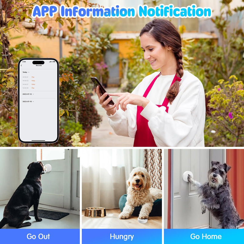Smart Dog Bell for Potty Training Wireless Doggie Door Bell for Dog Puppy Training Sliding Door/Go Outside Doorbell and Waterproof Touch Button with Tuya 2 push button+ 1 smart receiver - PawsPlanet Australia