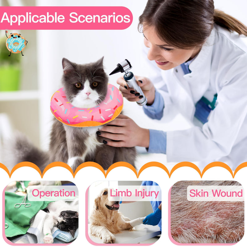 Cat Cone Collar Soft, Adjustable Cat Recovery Collars Spay Cones to Stop Licking, Cute Kittens Donut E Collar After Surgery, Anti-Lick Wound Healing Elizabetan Collars for Kittens (Pink, Small) Pink