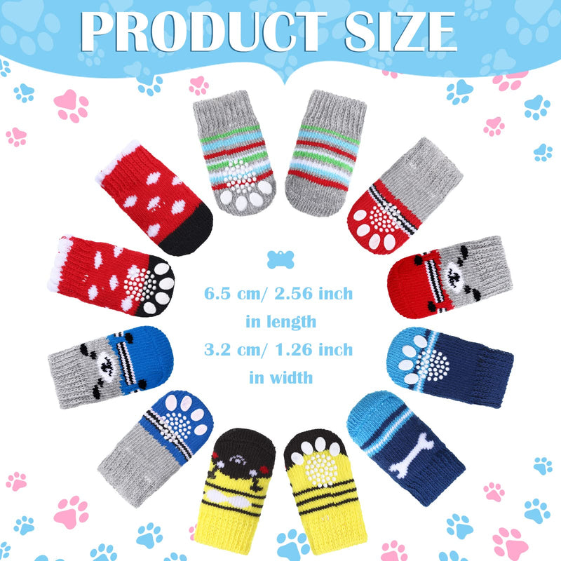 Sadnyy 24 Pcs Dog Socks for Small Medium Large Dogs Non Slip Pet Puppy Dog Socks Paw Protectors Outdoor Traction Control Socks for Hot Pavement Hardwood Floor Protection, 6 Styles(Small)