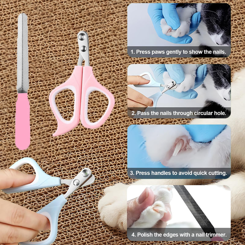 Cat Grooming Kit, 4-in-1 Cat Grooming Tools with Cats Brush, Flea Comb, Nail Clipper & Trimmer - Deshedding & Dematting for Pets Hair and Paws, Pet Shedding Set for Indoor Dogs & Cats (Pink) Pink - PawsPlanet Australia