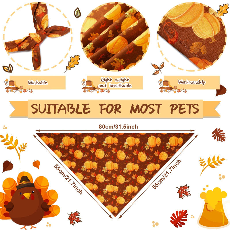 Sadnyy 40 Pcs Fall Dog Bandanas Bulk for Dogs Autumn Pumpkin Maple Leaves Triangle Bibs Reversible Thanksgiving Dog Bandana Adjustable Pet Kerchief Scarf Washable Cat Scarf for Holiday Pets(XL) XL - PawsPlanet Australia