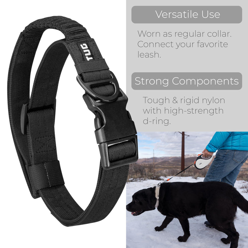 TUG Grab Collar | Integrated Traffic Leash Magnetically Attached for Quick Control (XL/Black) XL Black - PawsPlanet Australia
