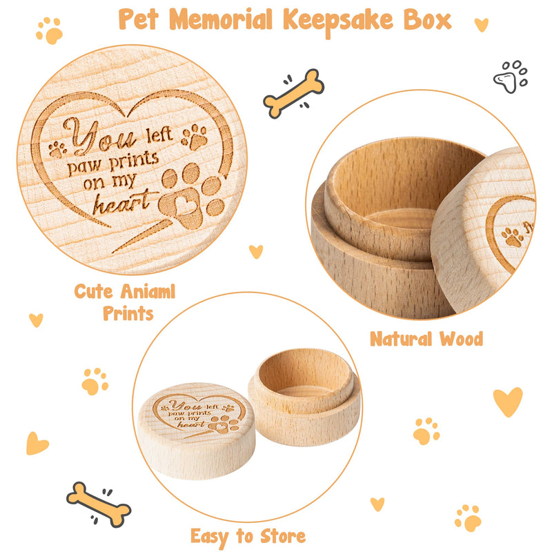 Pet Hair Keepsake Box, Wooden Pet Fur Memorial Box with Pet Paw Engraving Dog Cat Hair Ashes Container Memorial Urn Pet Loss Sympathy Gifts for Pet Lovers Friends - PawsPlanet Australia