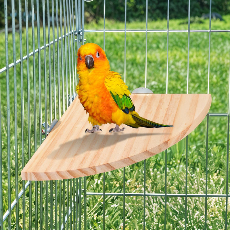 Bird Perch Platform Stand Wooden Parrot Perch Corner 6.7 Inches Fan Shape Playground Cage Accessories Parrot Stand Flat Perches for Bird Cages Corner Shelf for Birds Parrots Hamster Gerbil - PawsPlanet Australia