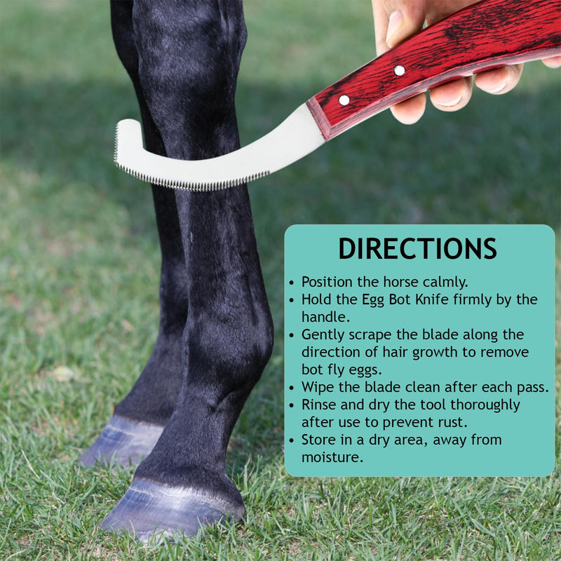Pro Farrier Grooming Bugs Bot Knife– Stainless Steel Blade, Wooden Handle, Multi-Purpose Mane and Coat Cleaning Tool for Horses, Goats, and Cattle (Green) SoftRed - PawsPlanet Australia