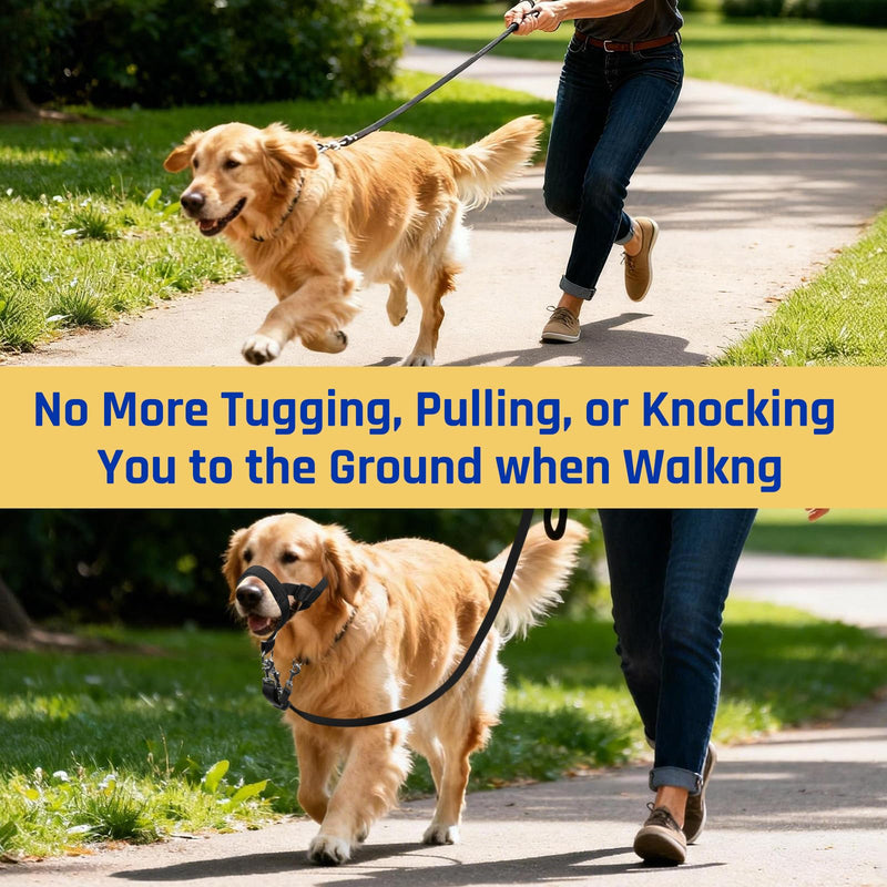 BARKLESS Dog Training Head Collar for Pulling, No Pull Head Halter with Adjustable Safety Strap, Anti-Pull Soft Padded Muzzle Leash for Walking Training Leash Reactive Large Dogs Black XL