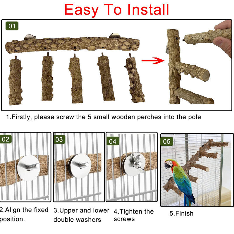 Bird Parrot Ladder Perch for Cage, Nature Wooden Bird Bridge Exercise Stands Parrot Climbing Chewing Toys for Small Animal A - PawsPlanet Australia