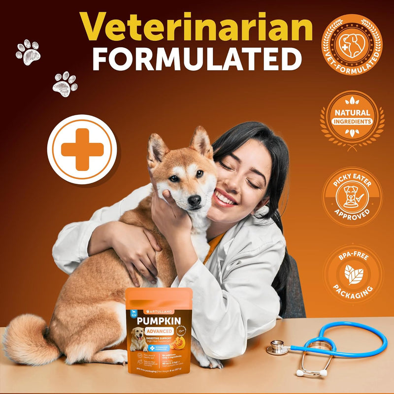 Pumpkin for Dogs - Pumpkin Puree, Canned Alternative, Vet Approved, with Probiotic Powder, Enzymes & Fiber, Dog Diarrhea, Digestive Support, Perfect for Firm Poops and No Scoots - PawsPlanet Australia