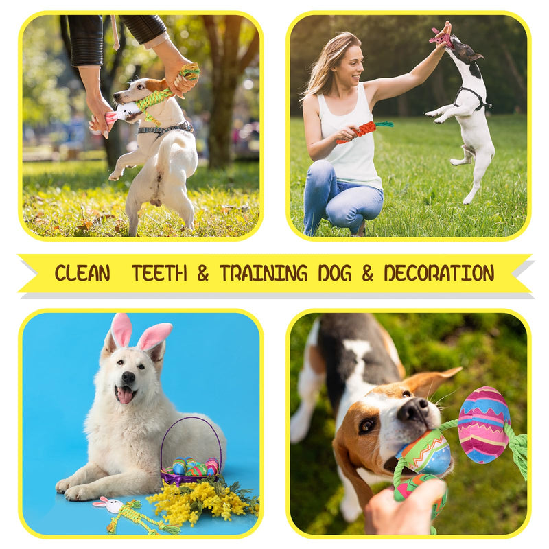 12 Pcs Easter Dog Toy Dog Squeaky Toys Stuffed Carrot Dog Toy Dog Easter Basket Stuffers Rope Dog Chew Toy Easter Egg Bunny Shape Dog Plush Toy for Dog Playing Training Teeth Cleaning - PawsPlanet Australia