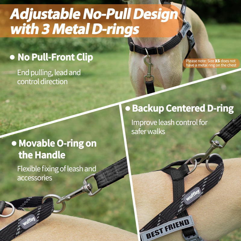 Easy Walk Dog Harness and Leash Set, Freedom No Pull Harness with 2 Patches,Escape Proof/Quick Fit to Adjust Dog Vest Harness,Easy for Training Walking for Small,Medium & Large Dogs(Black,M) Medium (Chest: 21.3-29") Black - PawsPlanet Australia
