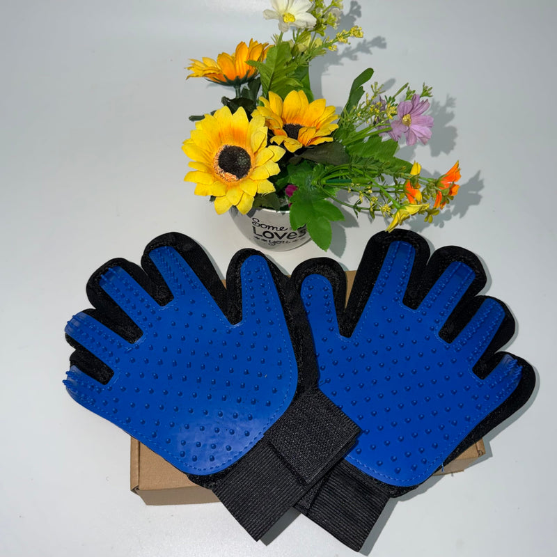 Pet Grooming Glove(1 Pair), Blue and Black, Deshedding Brush Mitt for Dogs and Cats - PawsPlanet Australia