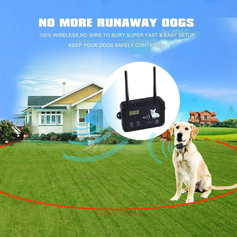 Plkm Dog Wireless Fence Pet Electric Container System, No Randomly Correction Safe Harmless Dog Fence, Adjustable Control Range, Waterproof Rechargeable Dog Fence Collar Receiver For 1 Dog Black