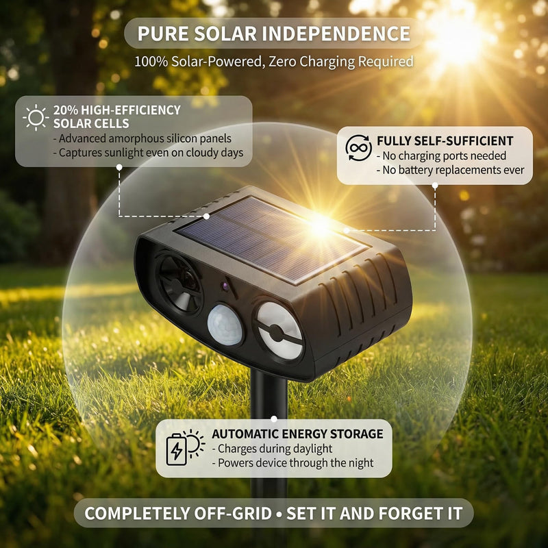 Solar Ultrasonic Animal Repeller Outdoor, Motion Sensor Waterproof Pest Deterrent, Raccoon Skunk Fox Squirrel Rabbit Dog Cat Deer Repellent for Yard Garden Farm, 33ft 120° Coverage, 2 Pack Black Matt Black - PawsPlanet Australia