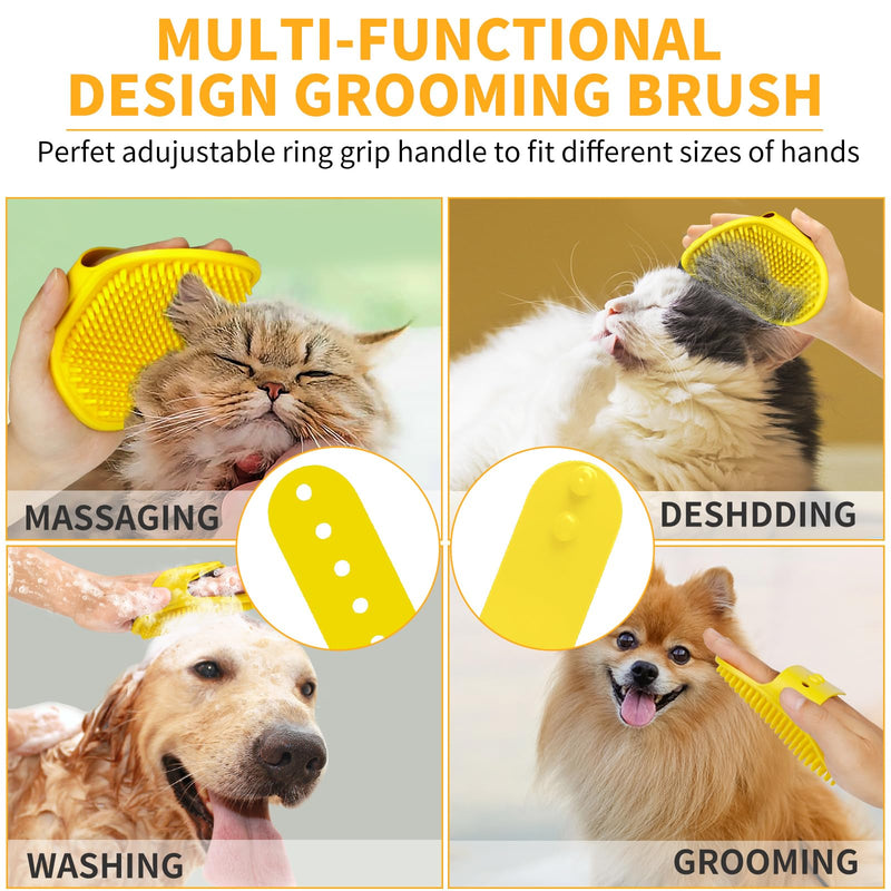Comotech 6PCS Dog Bath Brush & Dog Toothbrush | Adjustable Handle Shampoo Brush & Scrubber for Short & Long Haired Dogs & Cats | Effectively Solve Odor & Stain Removal Problems (Orange Yellow Yellow) Orange Yellow Yellow - PawsPlanet Australia