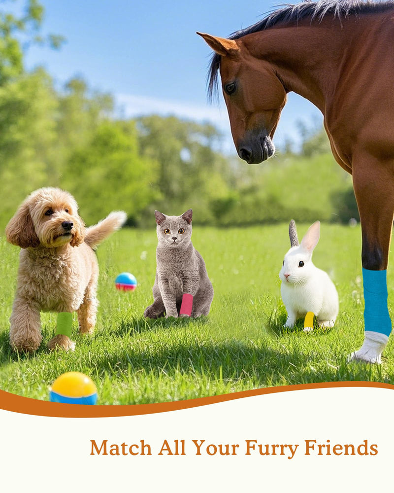 Self-Adhesive Vet Bandage Wrap, First Aid for Dogs & Horses, Multi-Use for Gear Grip & Cable Organizing, Individually Wrapped, 4 Inch, 6 Rolls, Morning Field