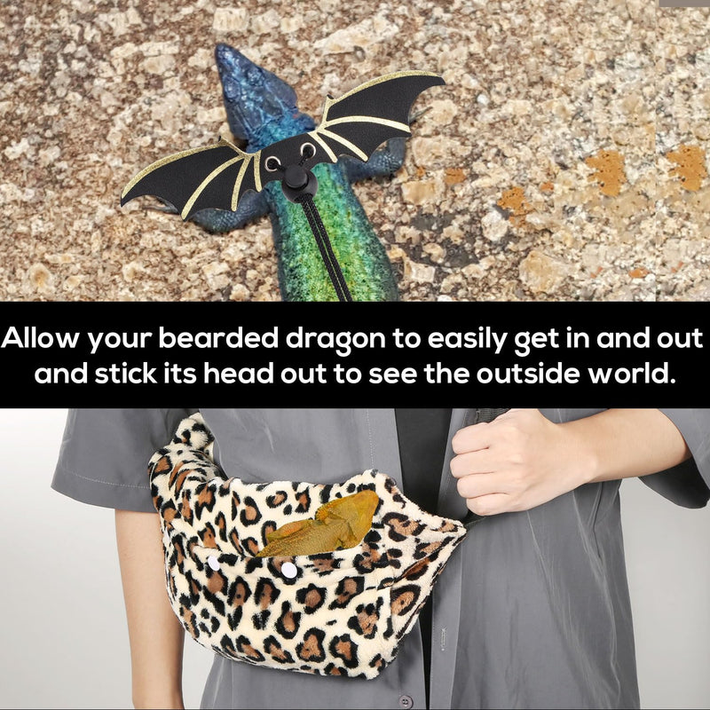 Bearded Dragon Backpack and Leash with Wings, Leather Adjustable Lizard Leash Reptile Carrier Harness Pet Reptile Backpack with Wing Accessories for Outdoor Walking Travel Rest - PawsPlanet Australia