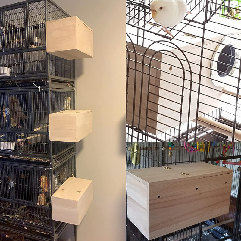 MUYG Parakeet Breeding Box Birds Natural Wooden House Lovebird Nesting Mating Box 7Pcs Bird Supplies for Cockatiel Finch Canary Budgie Aviary (7.67×4.72x4.72 in) - PawsPlanet Australia