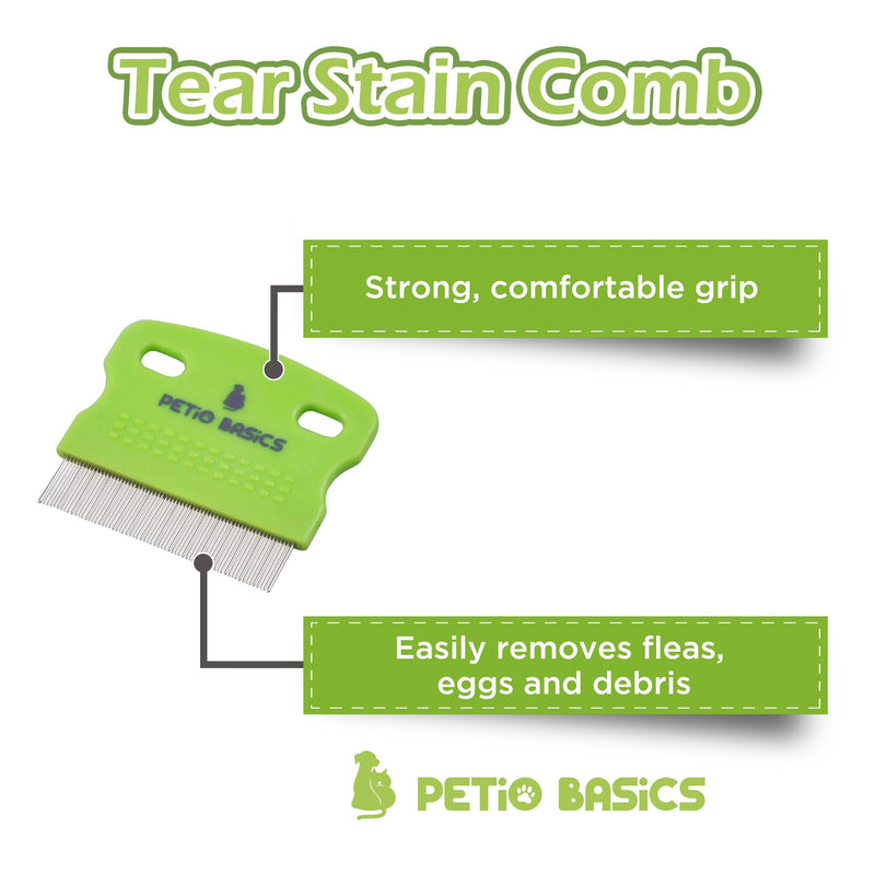 Tear Stain Comb Pet Grooming Tool by Petio Basics with 65 Stainless Steel Pins Safely Removes Mucus Around Eyes - PawsPlanet Australia