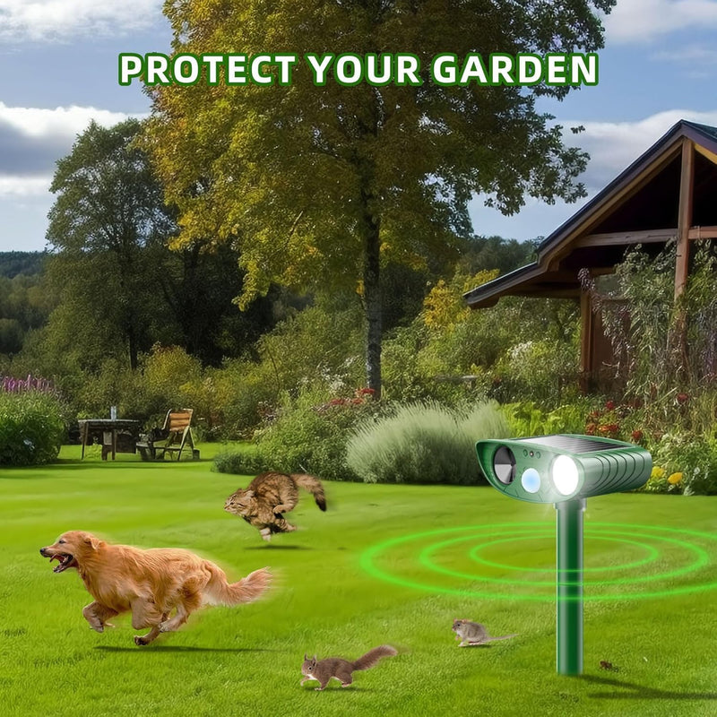 Ultrasonic Cat Deterrent, Solar Powered Deterrent Device with Flashing Light, Ultrasonic Cat Deterrent with Motion Sensor, Outdoor Solar Device for Dogs/Cats/Farm/Garden/Yard - PawsPlanet Australia